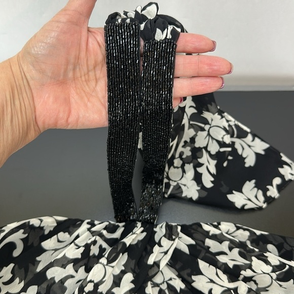 White House Black Market 100% Silk Floral Print Halter Top Beaded Detail 12 - Picture 4 of 13